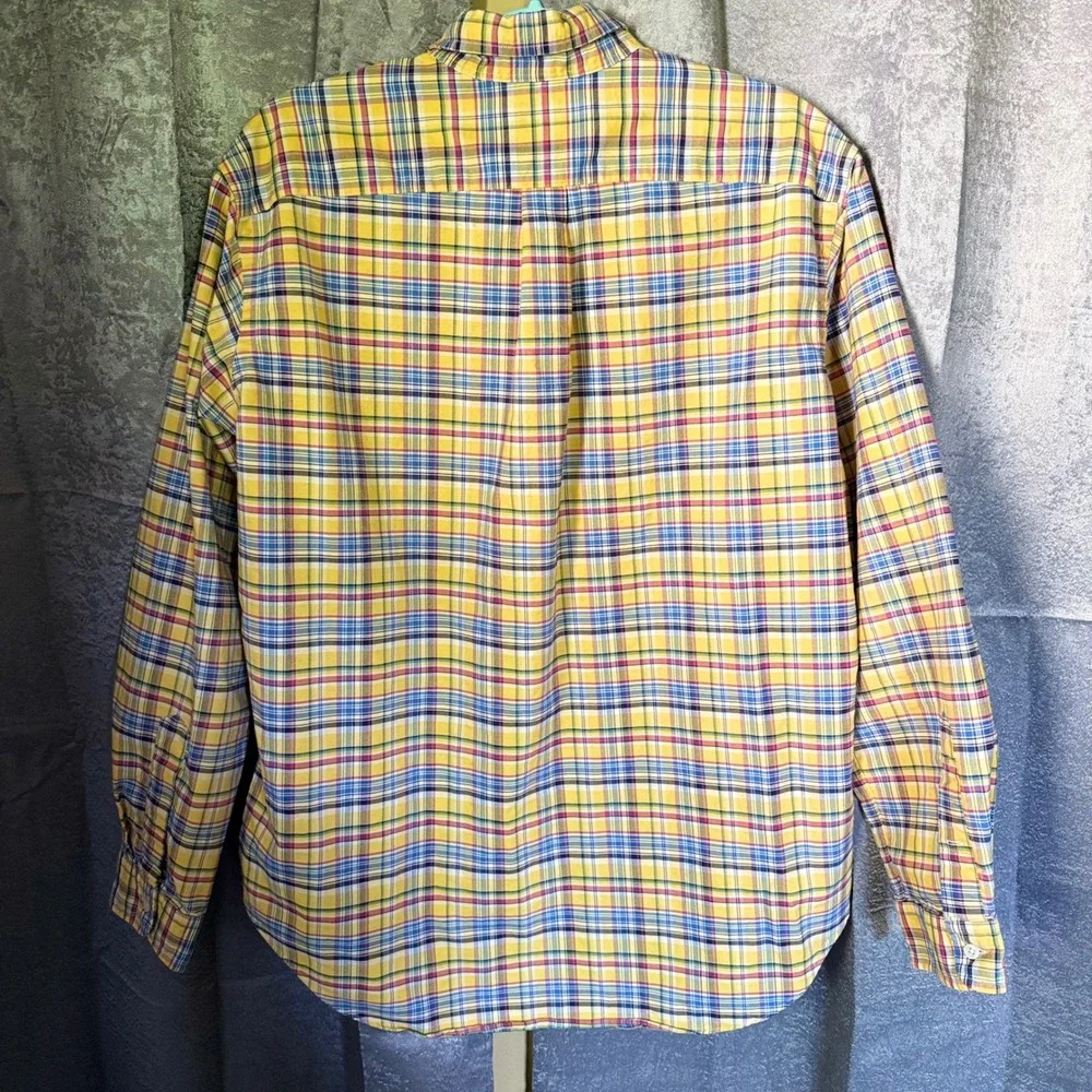 Polo Ralph Lauren Button Down Shirt Mens XL Yellow Plaid Classic Fit Long Sleeve